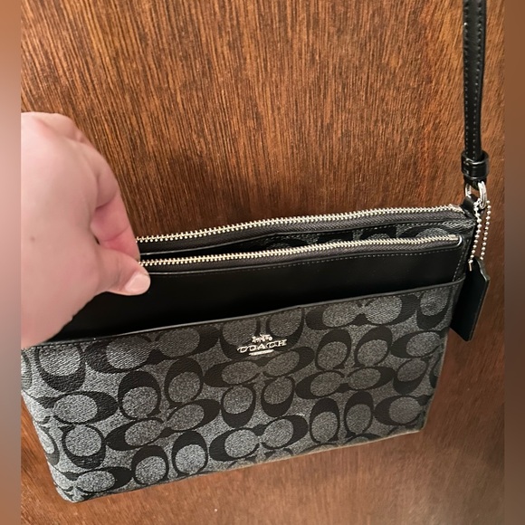 Coach Signature Black and Gray Crossbody Bag - Picture 3 of 6